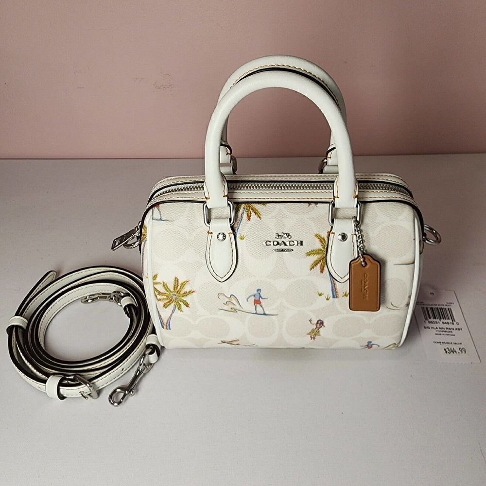 NWT COACH CK164 Rowan Satchel Signature Canvas Hula Hawaiian Print